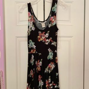 Black tank top dress with flowers. Never worn.